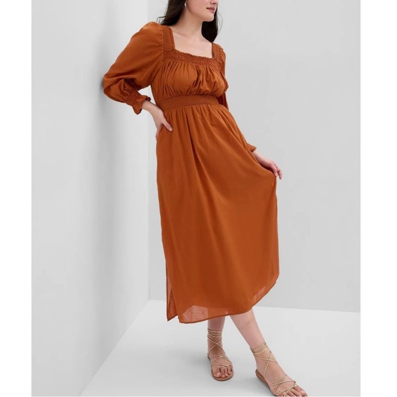 GAP Women Long Sleeve Puff Sleeve Smocked Maxi Dress in Black Size Small - Picture 5 of 12